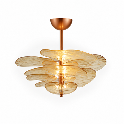 Hand-Cut Glass Copper-Finish Tiered Chandelier (Integrated Lights)