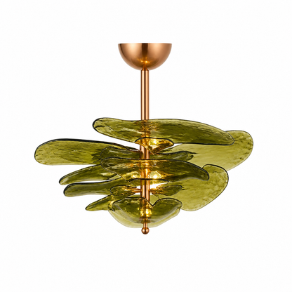 Hand-Cut Glass Copper-Finish Tiered Chandelier (Integrated Lights)