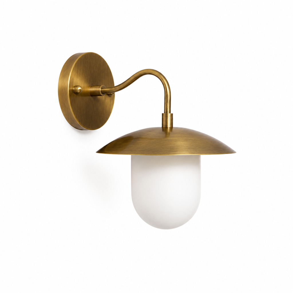 Hand-Finished Antique Brass Frosted Opal Wall Sconce (1-3 Head Options, Hardwired & Dimmable)