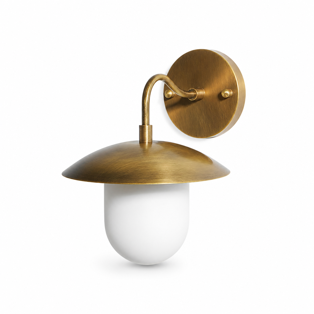 Hand-Finished Antique Brass Frosted Opal Wall Sconce (1-3 Head Options, Hardwired & Dimmable)