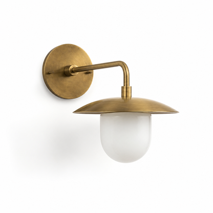 Hand-Finished Antique Brass Frosted Opal Wall Sconce (1-3 Head Options, Hardwired & Dimmable)