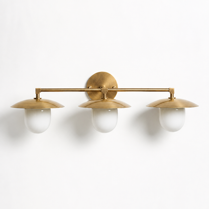 Hand-Finished Antique Brass Frosted Opal Wall Sconce (1-3 Head Options, Hardwired & Dimmable)