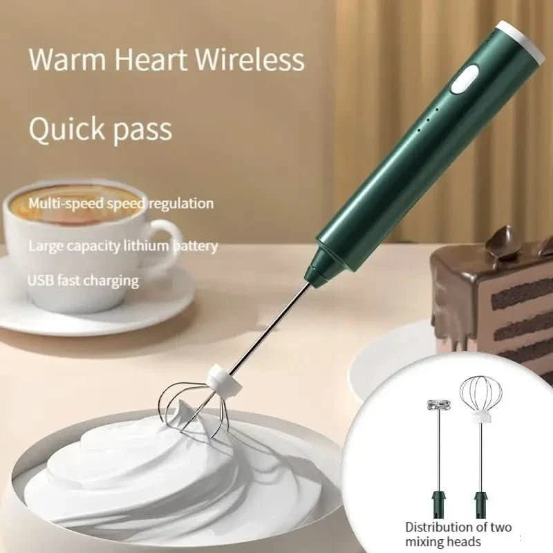 Hand Mixer & Milk Frother USB Rechargeable 3-Speed Mini Mixer
