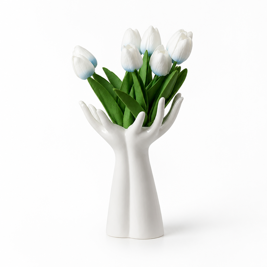 Hand-Shaped Ceramic Vase