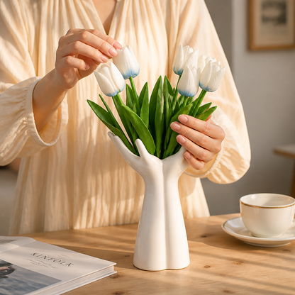 Hand-Shaped Ceramic Vase