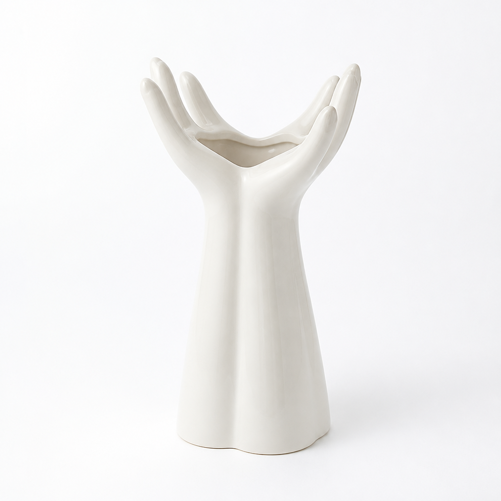 Hand-Shaped Ceramic Vase