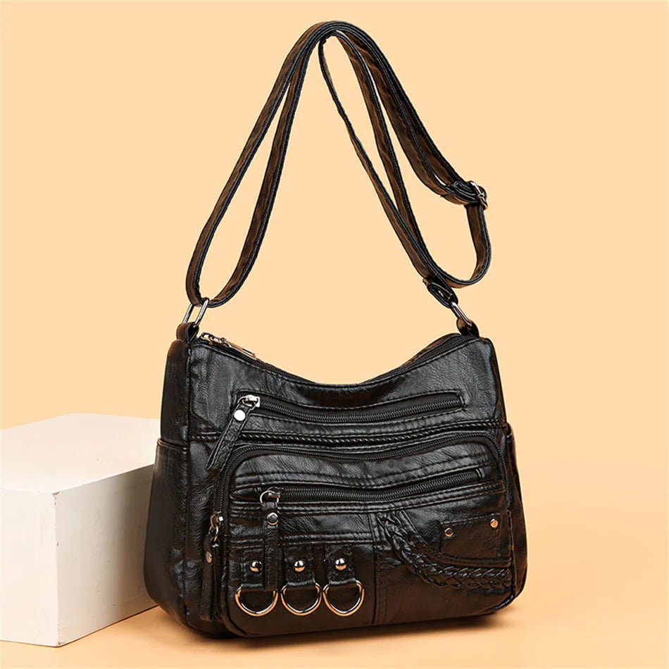 Handbag Leather Spacious Interior Shoulder Strap & Pockets