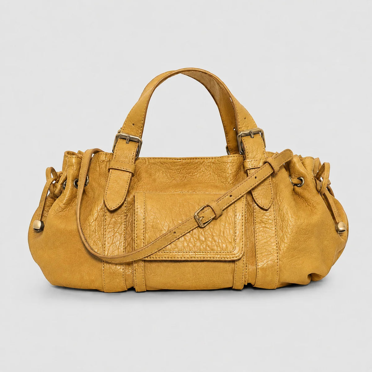 Handbag Textured Leather Detachable Shoulder Strap