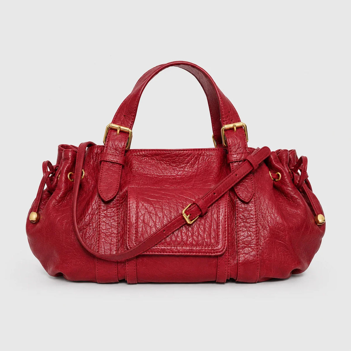 Handbag Textured Leather Detachable Shoulder Strap