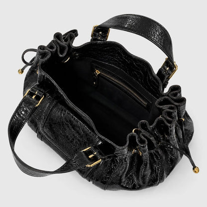 Handbag Textured Leather Detachable Shoulder Strap