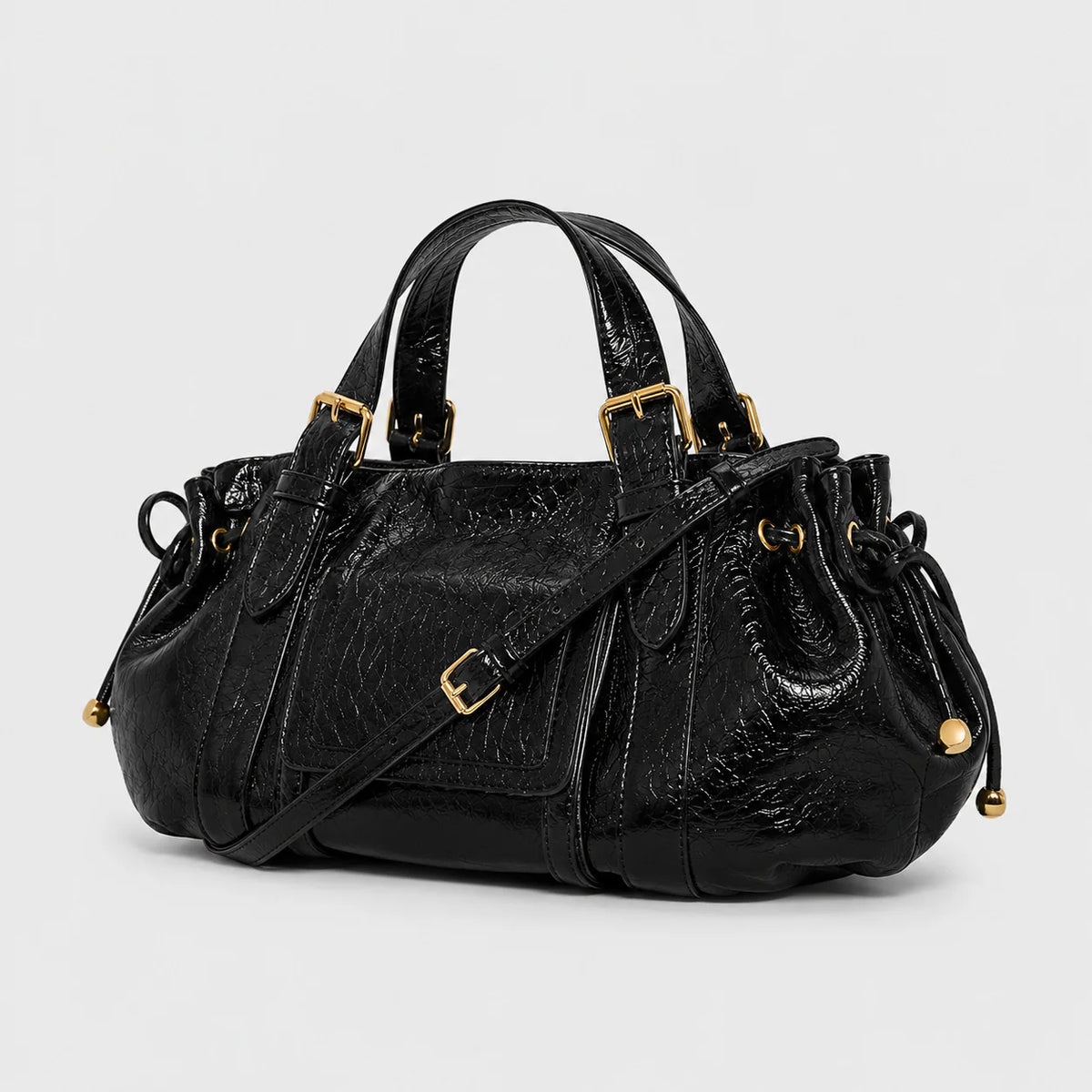 Handbag Textured Leather Detachable Shoulder Strap