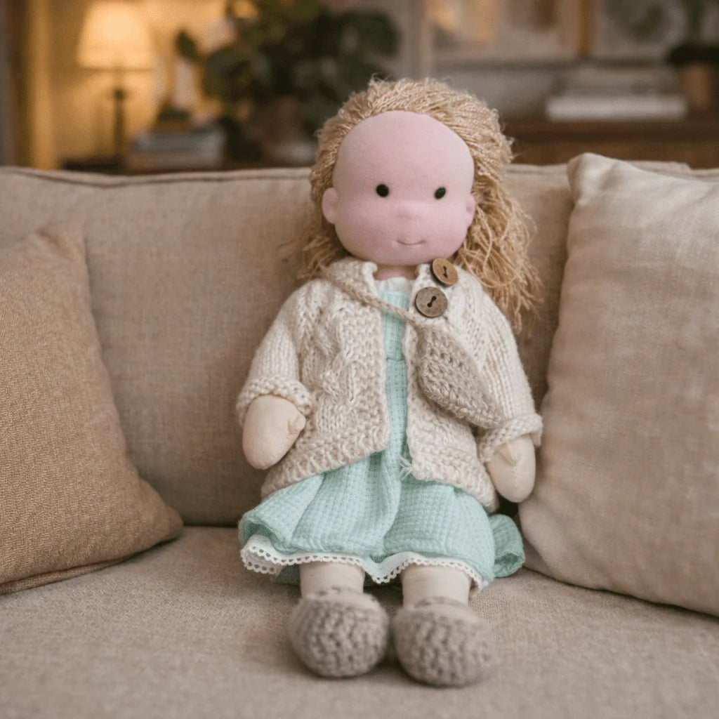 Handcrafted Doll Cotton Plush Body 11 Inch