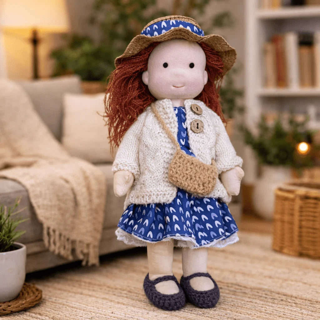 Handcrafted Doll Cotton Plush Body 11 Inch