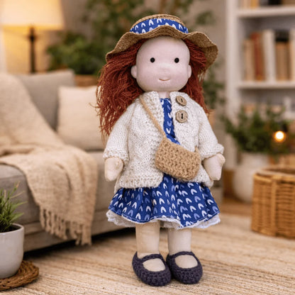 Handcrafted Doll Cotton Plush Body 11 Inch