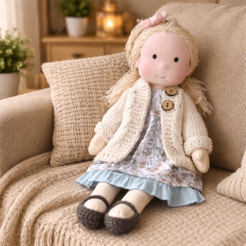 Handcrafted Doll Cotton Plush Body 11 Inch