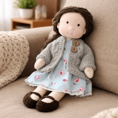 Handcrafted Doll Cotton Plush Body 11 Inch