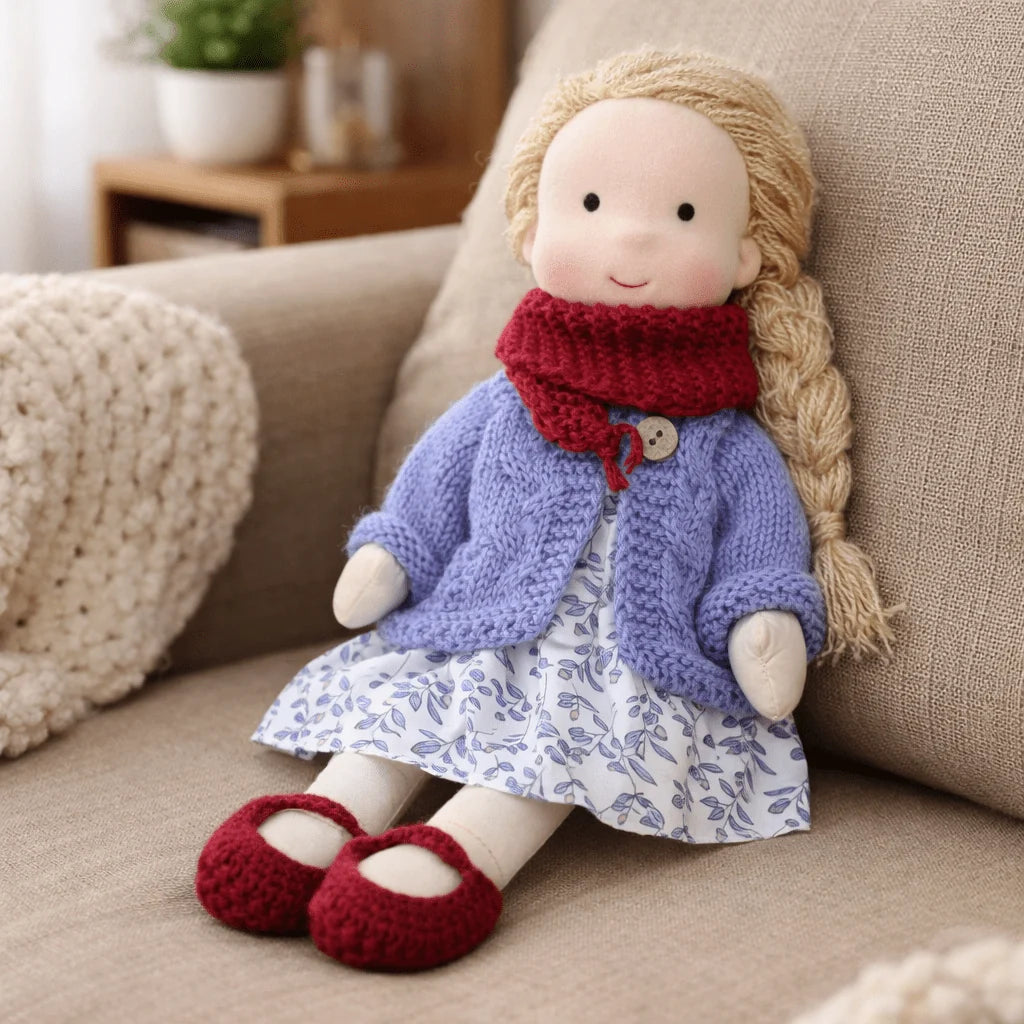 Handcrafted Doll Cotton Plush Body 11 Inch