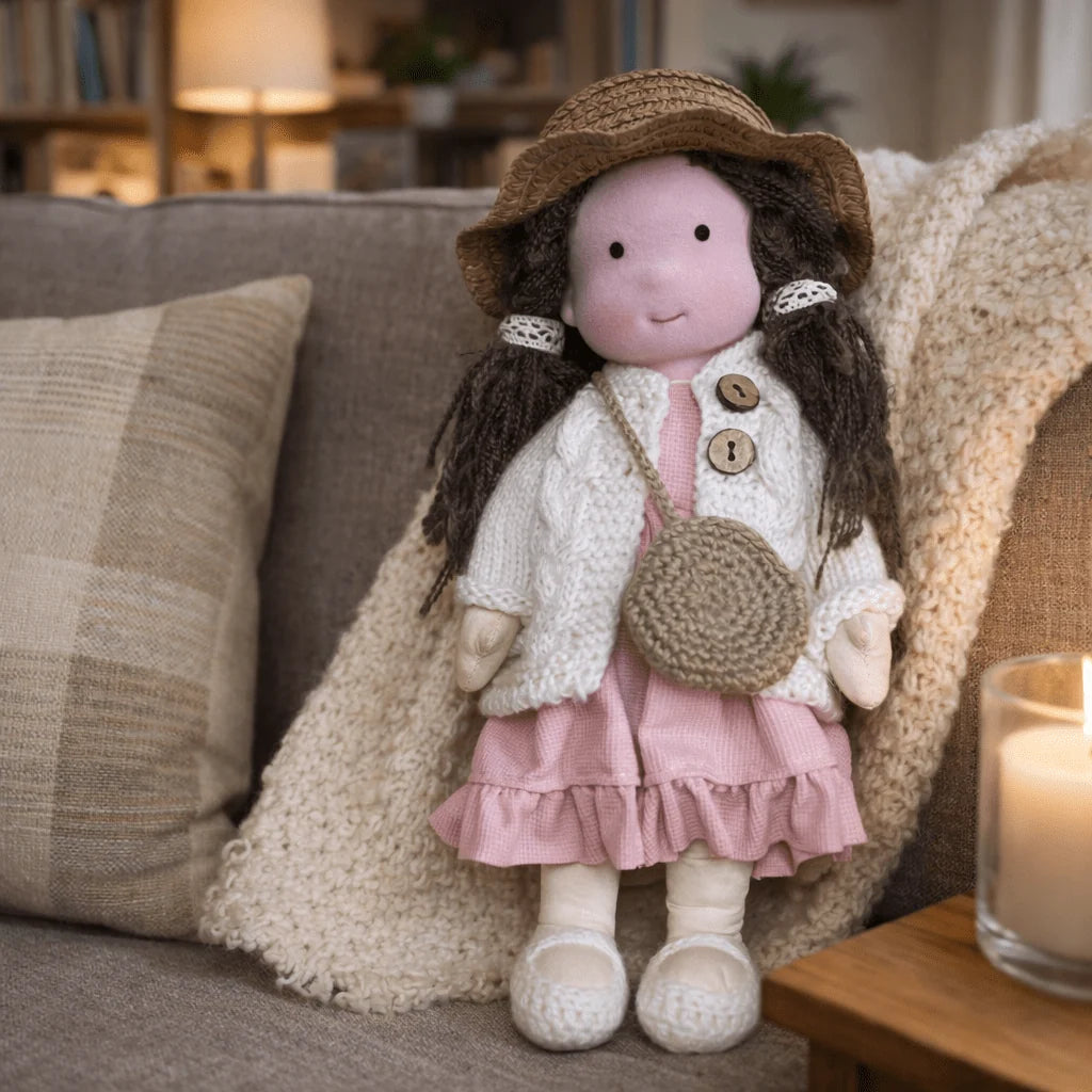 Handcrafted Doll Cotton Plush Body 11 Inch