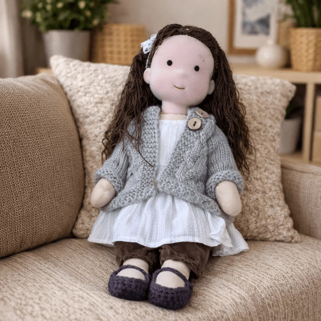 Handcrafted Doll Cotton Plush Body 11 Inch