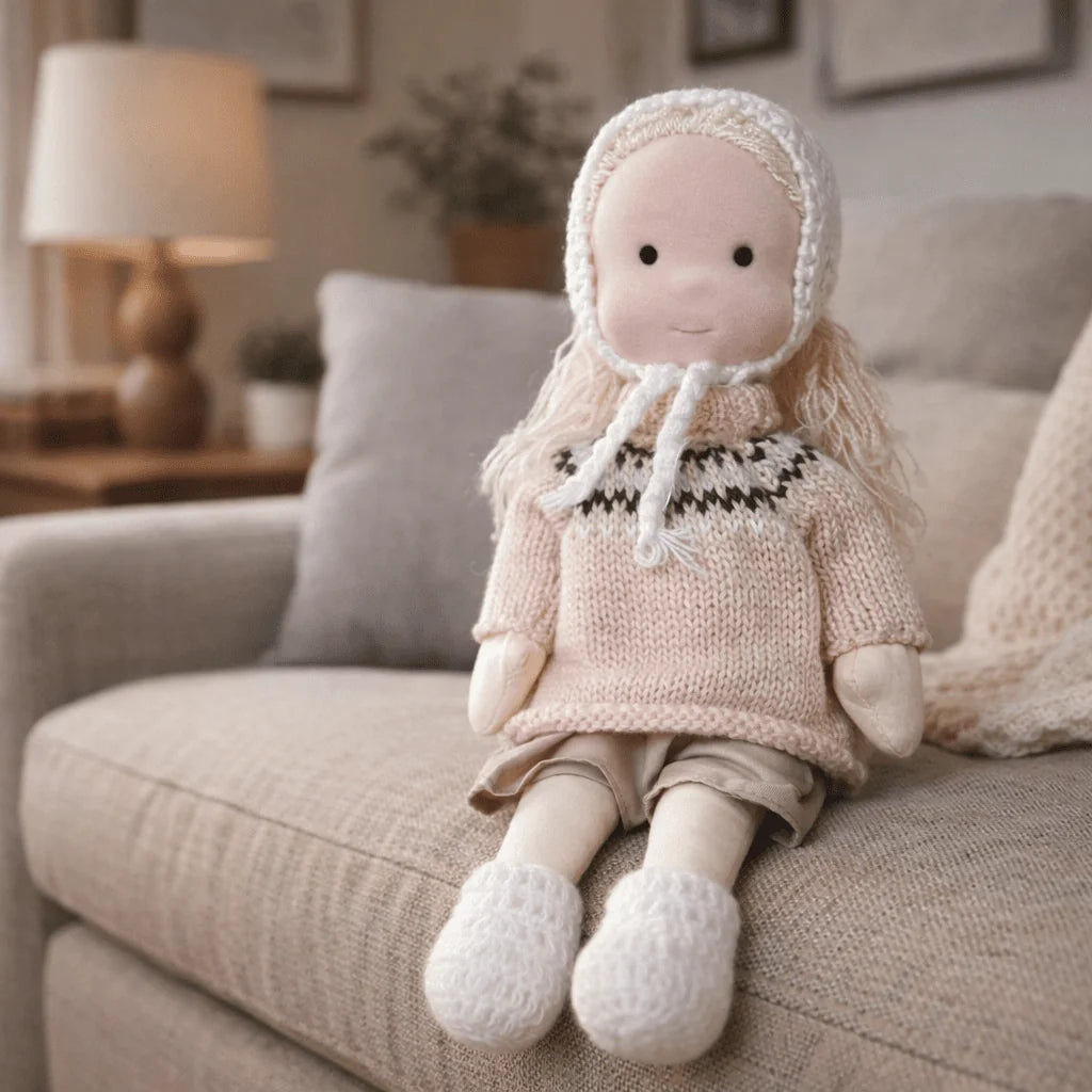 Handcrafted Doll Cotton Plush Body 11 Inch