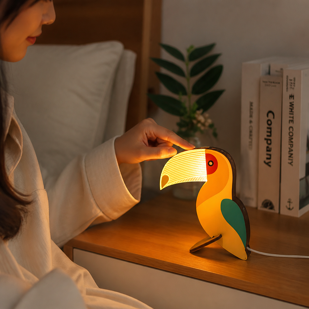 Handcrafted Wood Soft LED Animal Night Lamp (USB-Powered)
