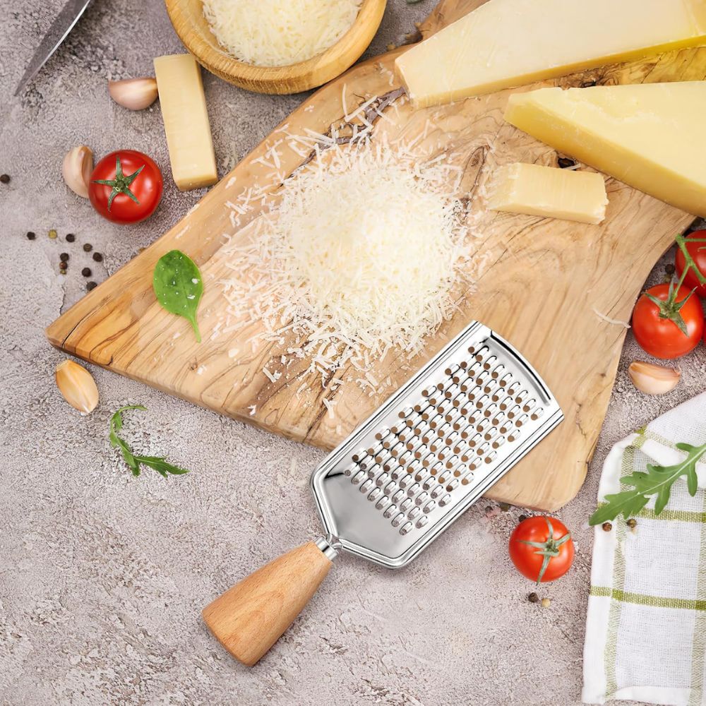 Handheld Grater Ergonomic Wood Handle Stainless Steel Blade