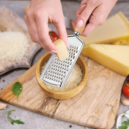 Handheld Grater Ergonomic Wood Handle Stainless Steel Blade