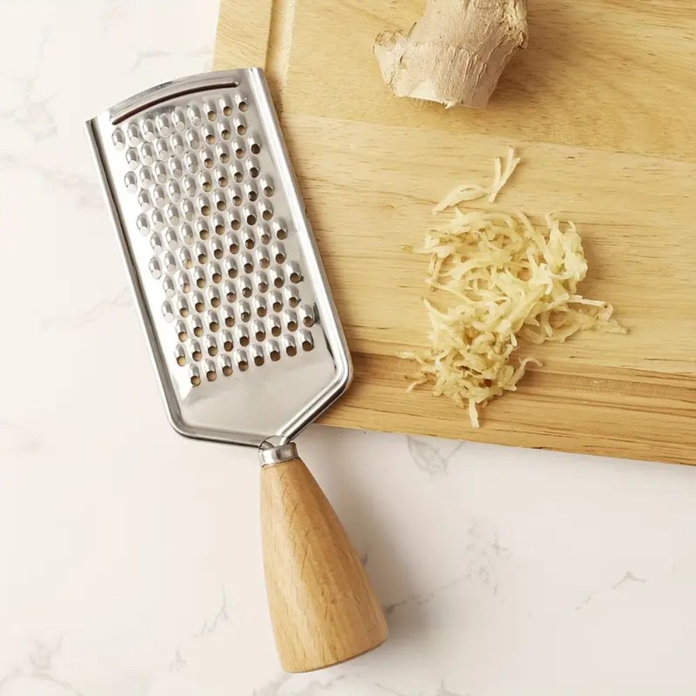 Handheld Grater Ergonomic Wood Handle Stainless Steel Blade