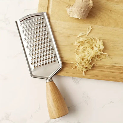 Handheld Grater Ergonomic Wood Handle Stainless Steel Blade