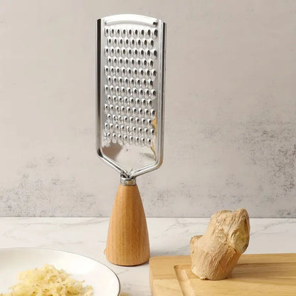 Handheld Grater Ergonomic Wood Handle Stainless Steel Blade