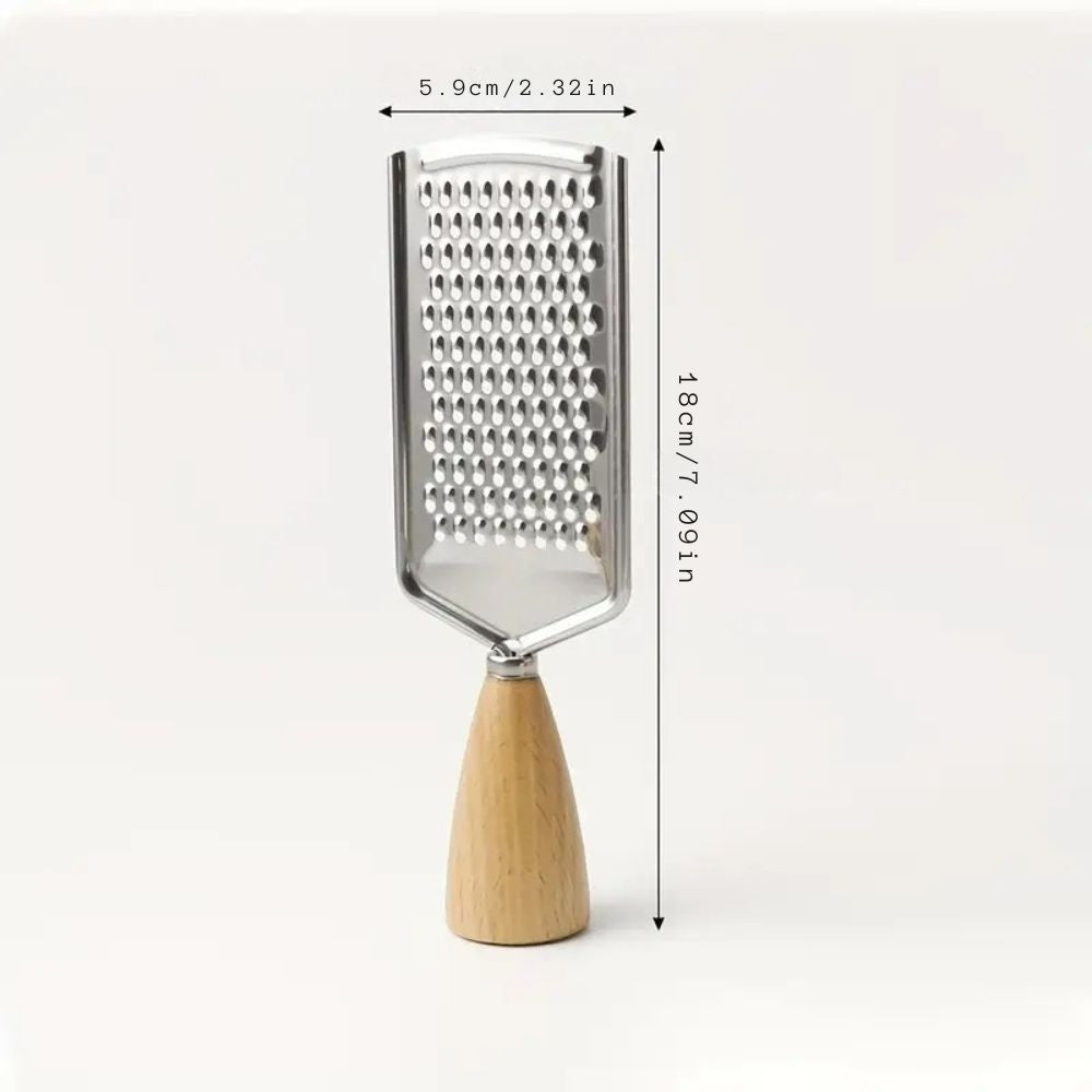 Handheld Grater Ergonomic Wood Handle Stainless Steel Blade