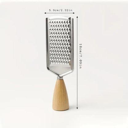 Handheld Grater Ergonomic Wood Handle Stainless Steel Blade