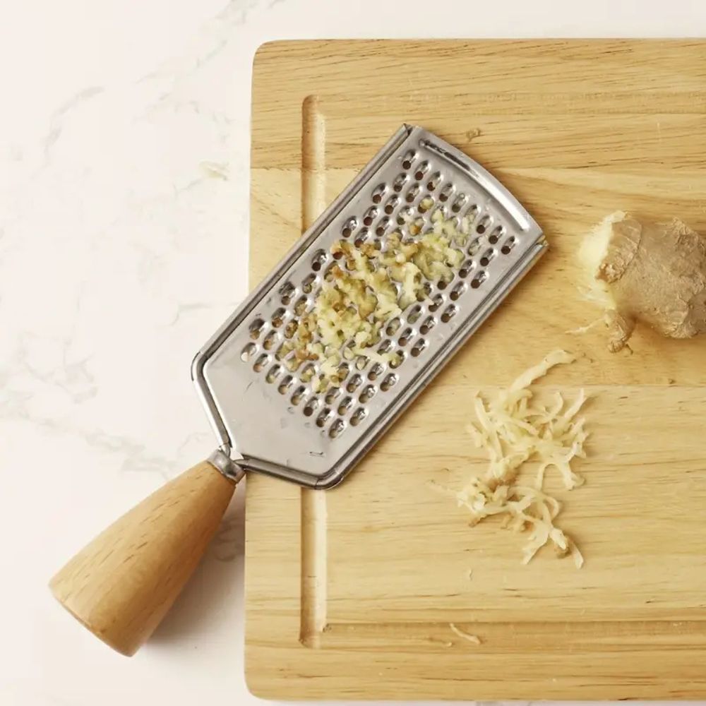 Handheld Grater Ergonomic Wood Handle Stainless Steel Blade
