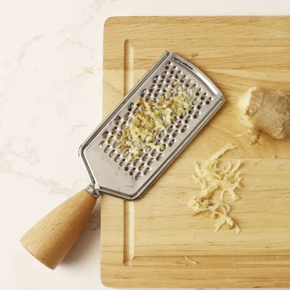 Handheld Grater Ergonomic Wood Handle Stainless Steel Blade