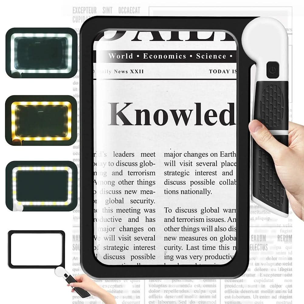 Handheld Magnifier 5x Optical Magnification Dimmable LED Lighting