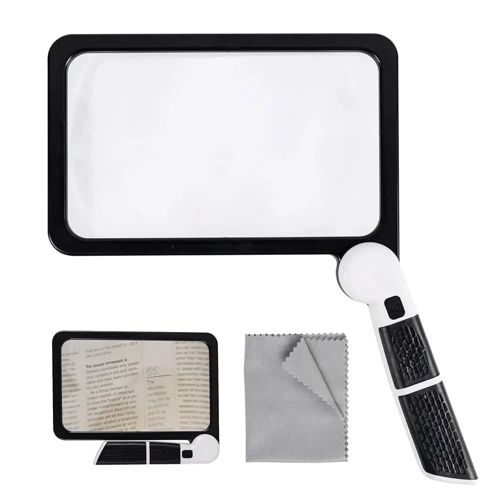 Handheld Magnifier 5x Optical Magnification Dimmable LED Lighting