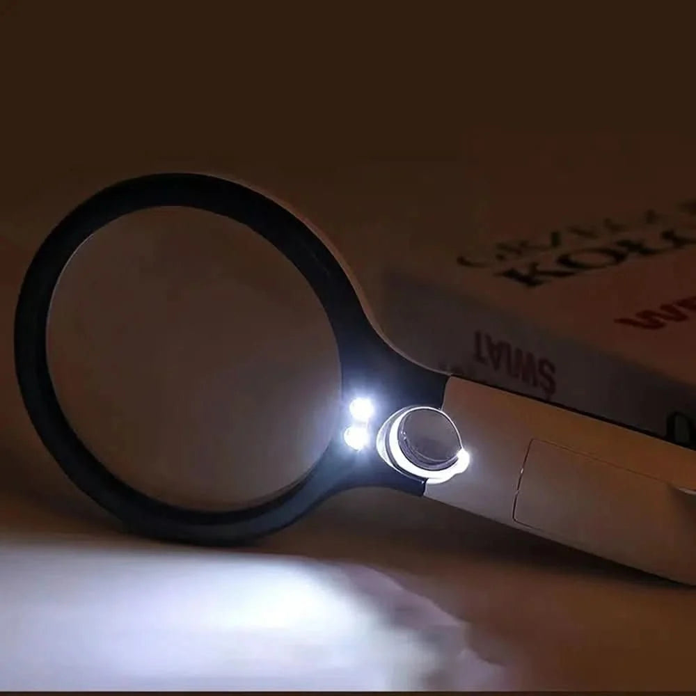 Handheld Magnifier Dual-Lens 3x & 45x Integrated LED