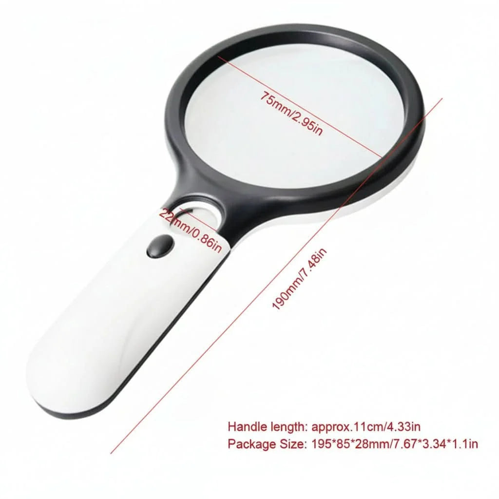 Handheld Magnifier Dual-Lens 3x & 45x Integrated LED