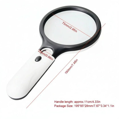 Handheld Magnifier Dual-Lens 3x & 45x Integrated LED