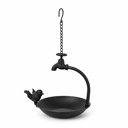 Hanging Bird Feeder Vintage Faucet Design Weather-Resistant Iron