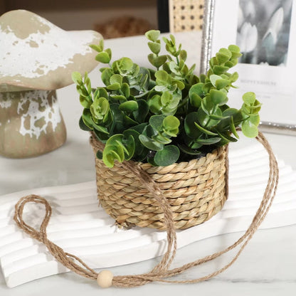 Hanging Faux Plant Woven Basket Pot Low Maintenance