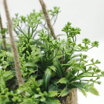 Hanging Faux Plant Woven Basket Pot Low Maintenance
