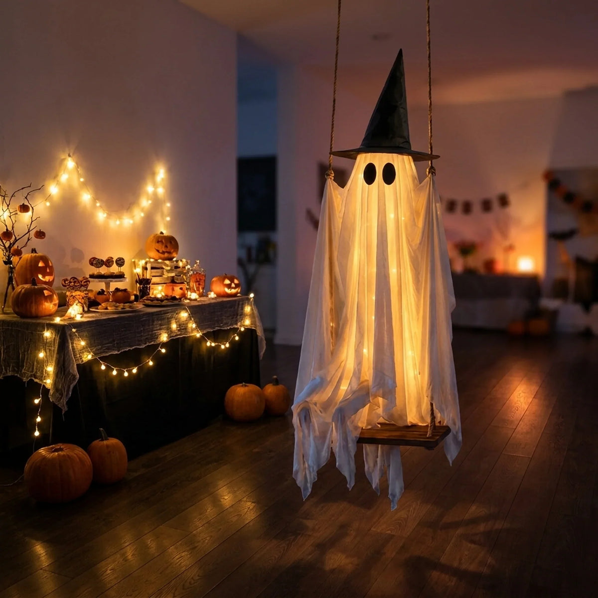 Hanging Ghost Light 8 LED Modes Remote Control