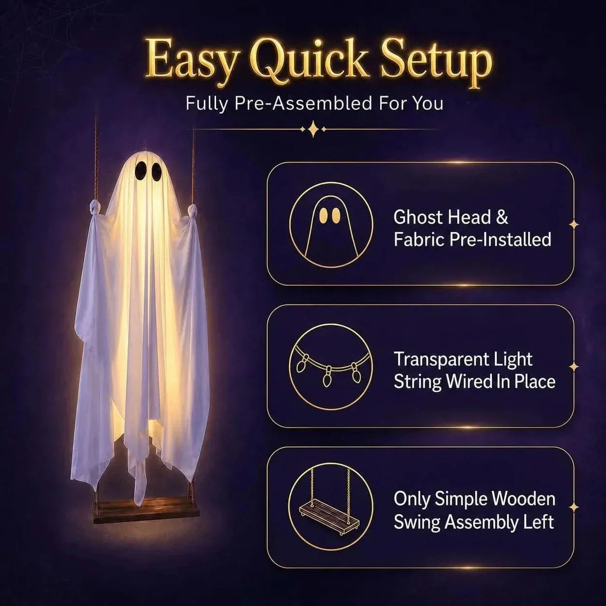 Hanging Ghost Light 8 LED Modes Remote Control