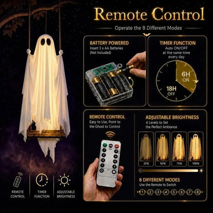 Hanging Ghost Light 8 LED Modes Remote Control