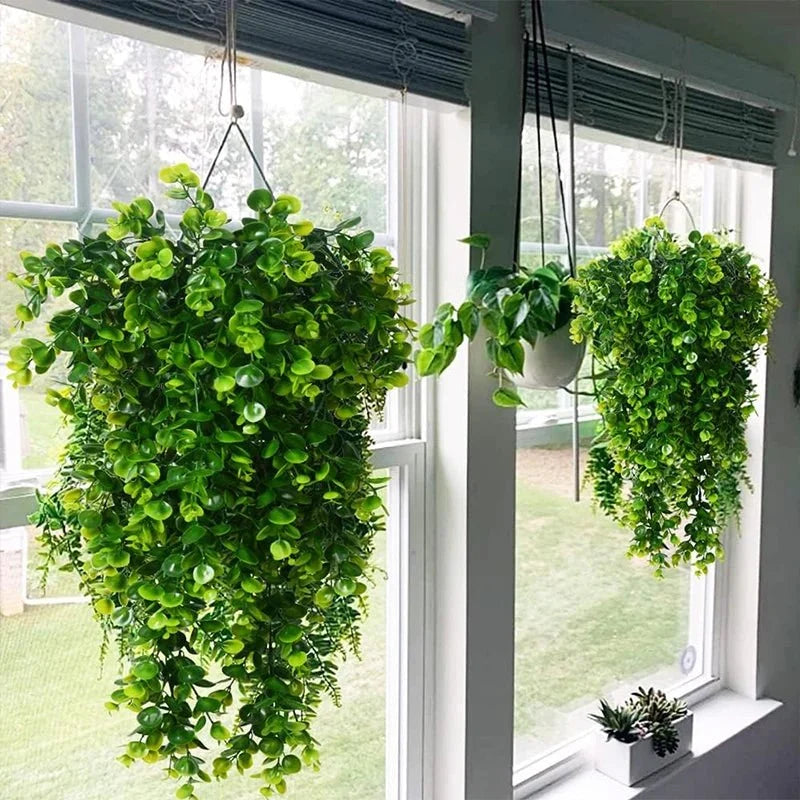 Hanging Plant Artificial Eucalyptus UV-Resistant Set of 2