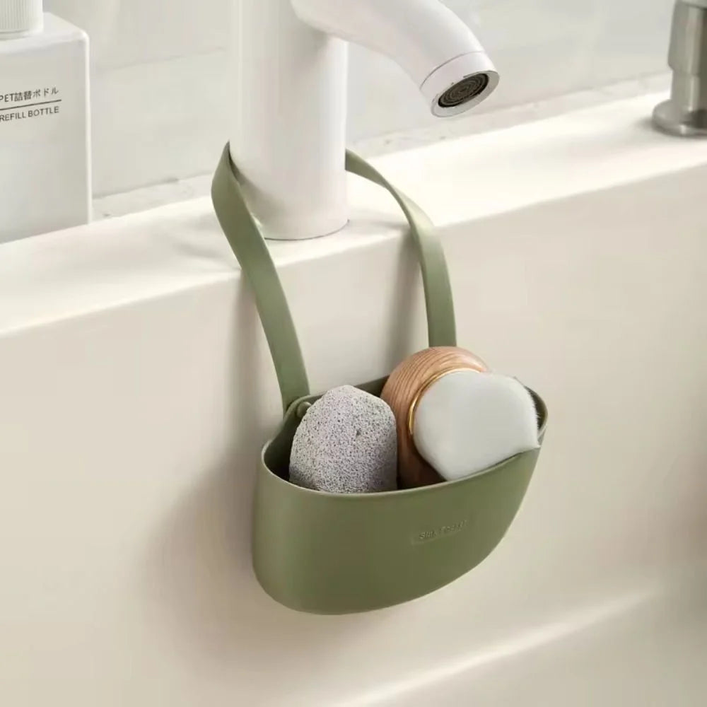 Hanging Sink Organizer Silicone Holds Sponges & Soap