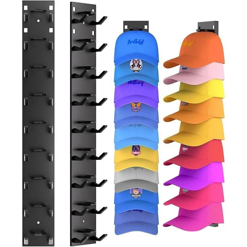Hat Organizer Wall-Mounted Holds Up to 9 Caps Set of 2