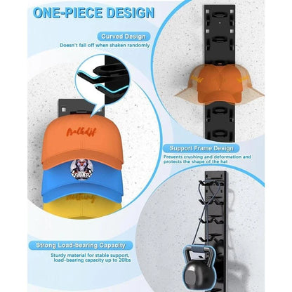 Hat Organizer Wall-Mounted Holds Up to 9 Caps Set of 2