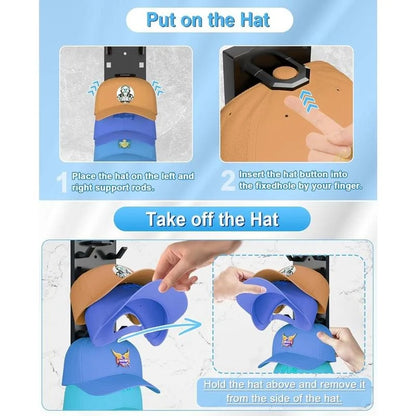 Hat Organizer Wall-Mounted Holds Up to 9 Caps Set of 2